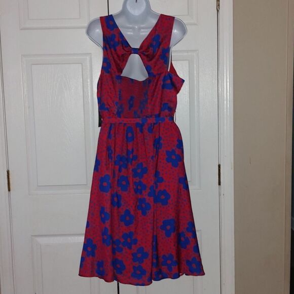 ModCloth red blue floral sleeveless  Timeless Magnetism A Line dress Sz 1X NWT - Picture 4 of 7